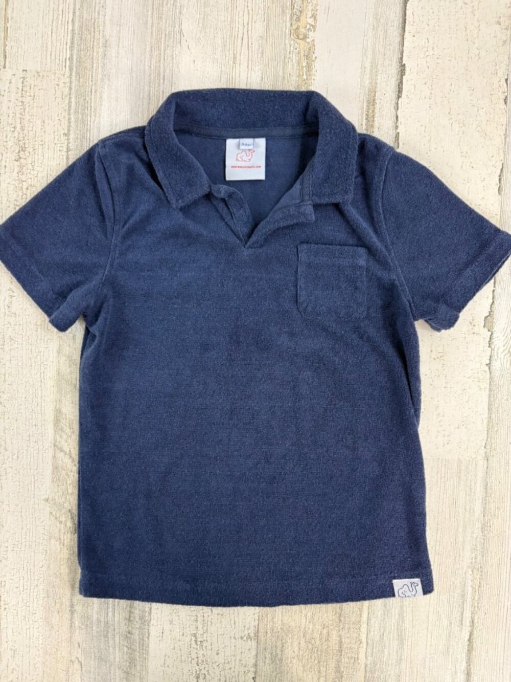 Weezie Towels Sz 5 6 Boys Polo Navy Blue Beach Swim